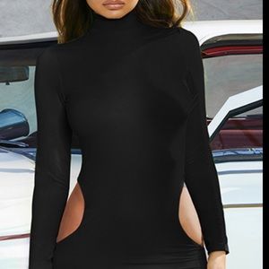 Black bodycon dress with hips cutouts, Size Large , Never worn